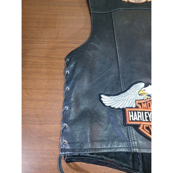 Vintage Harley-Davidson Natal Leather Motorcycle Apparel Vest Size Large Long - Picture 5 of 15